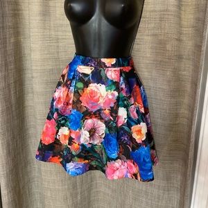 Express Floral High Waisted Mini Skirt